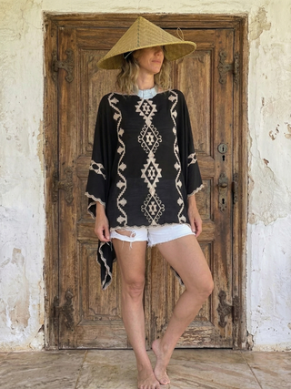 Embroidered Flowy Top (Free Size) | 06