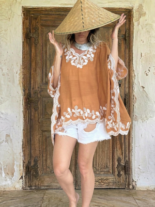Embroidered Flowy Top (Free Size) | 10