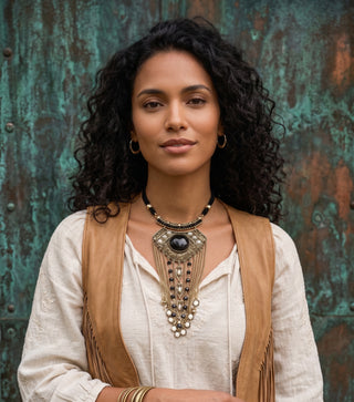 One-of-a-Kind Metal Fringe Statement Necklace | 05