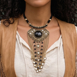 One-of-a-Kind Metal Fringe Statement Necklace | 05