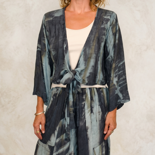Hand-Dyed Tie-Front Wrap Top | 04