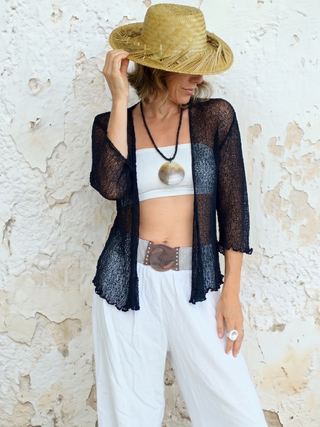 Open-Weave Knit Top | Black