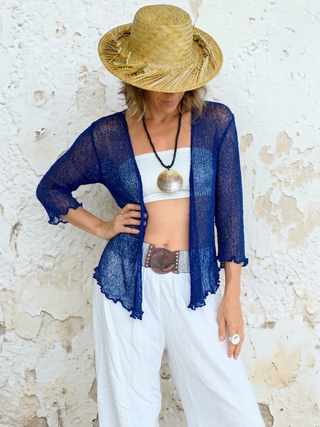 Open-Weave Knit Top | Blue