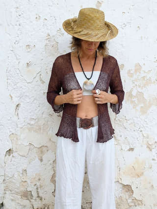 Open-Weave Knit Top | Cacao