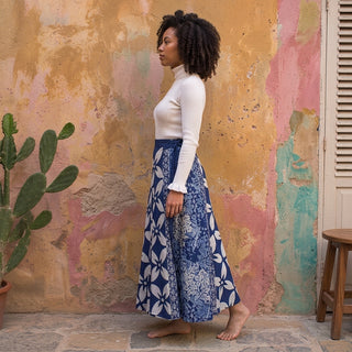 Batik Skirt | Blue Flower