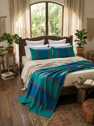 Handloom Cotton Blanket & Pillow Covers Set from Sri Lanka | 02