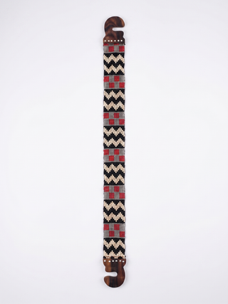 Handmade Beaded Stretch Belt with Wooden Buckle | SQUARES