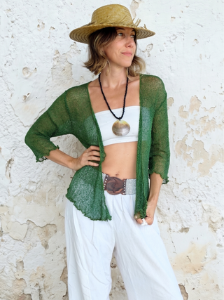 Open-Weave Knit Top | Green