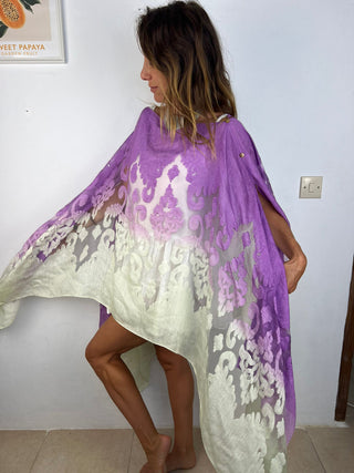 4 in 1 - Silk Dress / Top / Pashmina / Scarf (Free Size) PURPLE & MINT GREEN