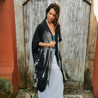 Handmade Balinese Cotton Kimono (Charcoal)