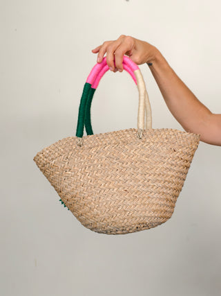 Handmade Bali Woven Basket Bag with Pom Poms | 02