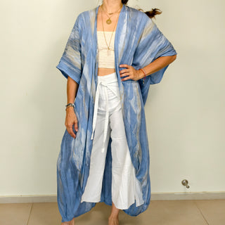 Hand-Dyed Bali Kimono with Pockets & Tie Belt | 05