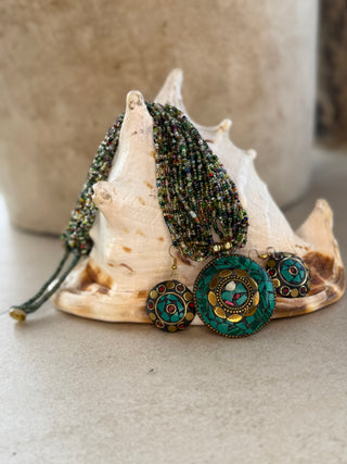 Mosaic Necklace & Earrings Set from Sri Lanka | 04