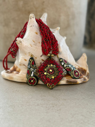 Mosaic Necklace & Earrings Set from Sri Lanka | 05