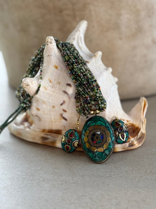 Mosaic Necklace & Earrings Set from Sri Lanka | 14