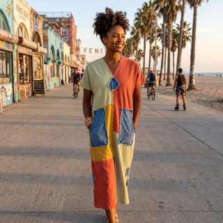 One-of-a-Kind Handmade Thai Patchwork Cotton Dress