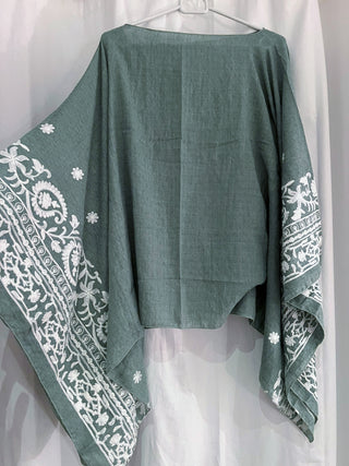 Embroidered Flowy Top (Free Size) SAGE