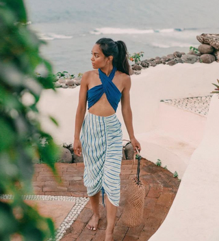 Handwoven Cotton Shibori Ruched Skirt