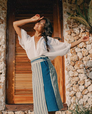 Handwoven Cotton Shibori Pencil Skirt