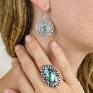Artisan Stone & Silver Set | Abalone II