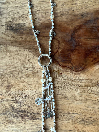 "Moonlight Radiance" – White & Silver Body Chain
