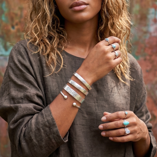 Handcrafted Hammered Sterling Silver Cuff Bracelet