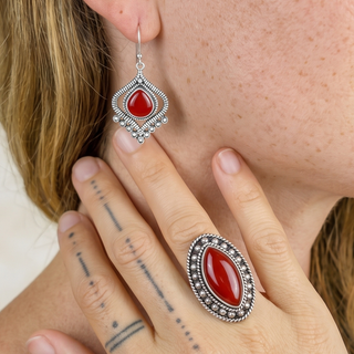 Artisan Stone & Silver Set | Carnelian