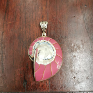 Handmade Shell & Silver Pendent (Pink)