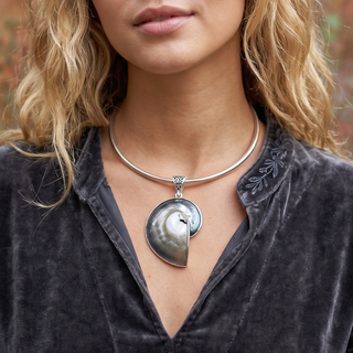 Handcrafted Shell Collar Necklace | Silver