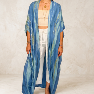 Hand-Dyed Bali Kimono with Pockets & Tie Belt | 03