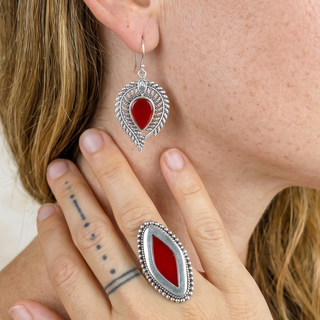 Artisan Stone & Silver Set | Red Carnelian