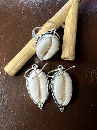 Handmade Shell & Silver Earrings & Ring