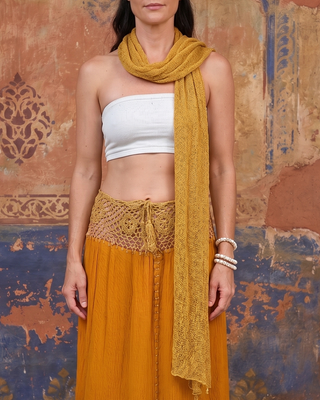 Handmade Bali Sheer Stretch Multiway Scarf in Mustard Gold