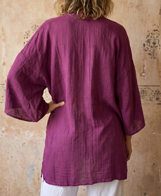 Handmade Bali Soft Cotton Kimono Top | Plum