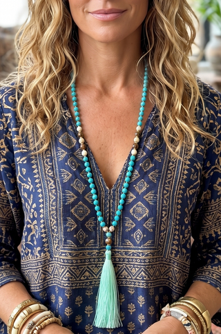 Prayer Bead Tassel Necklace | 02