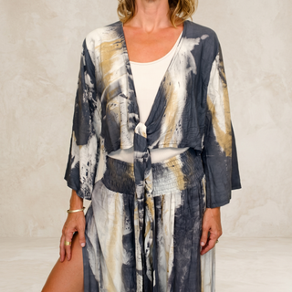 Hand-Dyed Tie-Front Wrap Top | 03