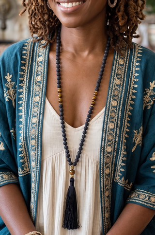 Prayer Bead Tassel Necklace | 03