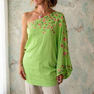 Handmade Bali One-Shoulder Embroidered Tunic | 01