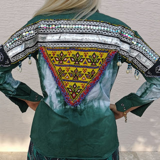 Embellished Ethnic Tie-Dye Top 004 (S Size)