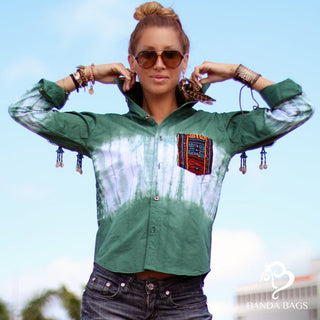 Embellished Ethnic Tie-Dye Top Embellished Top Banda Bags